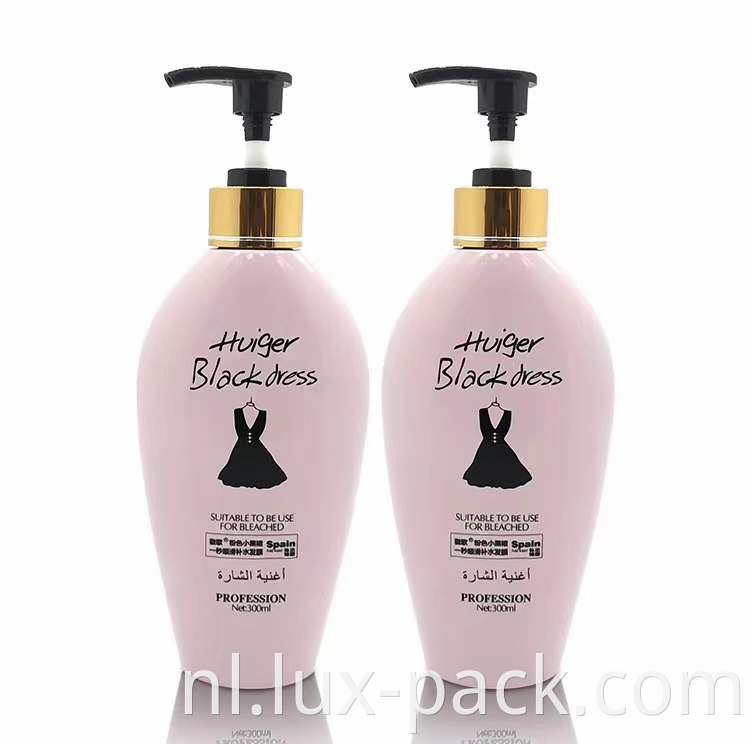 Groothandel Pet Pink Pink Plastic Luxe Lotionpompfles Plastic vormige shampoo fles en conditionerverpakking